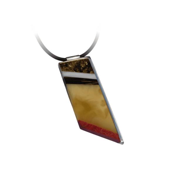 a necklace with a multicolored pendant