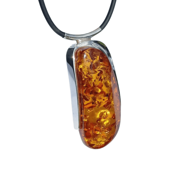 a amber pendant on a necklace