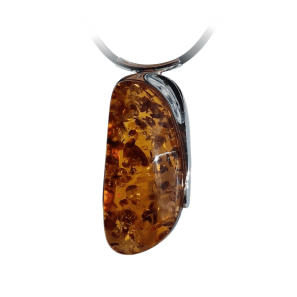 a amber pendant on a necklace