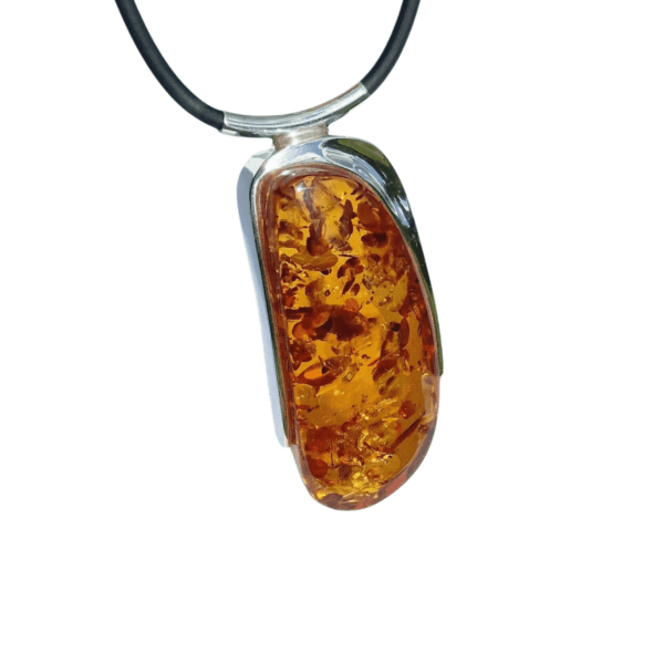 a amber pendant on a necklace