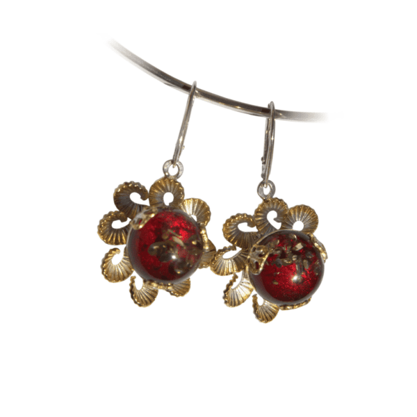 a pair of earrings on a wire