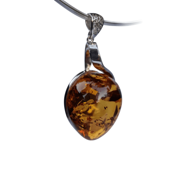 a amber pendant on a silver chain