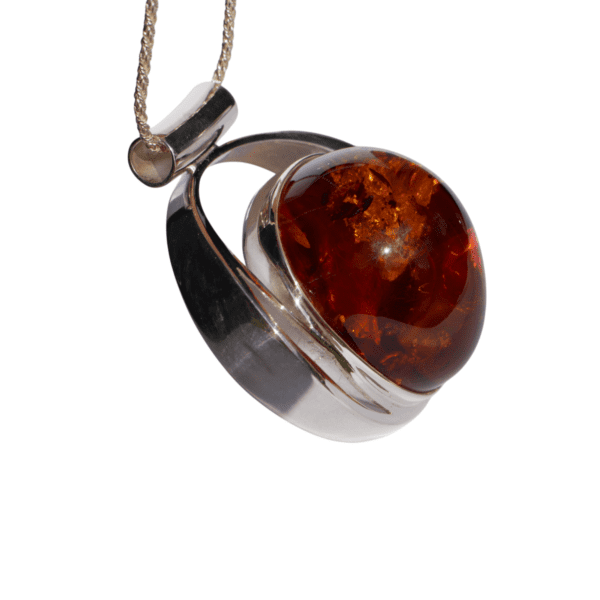 a amber pendant on a necklace