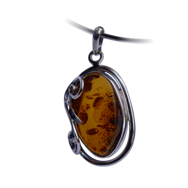 a amber pendant on a necklace