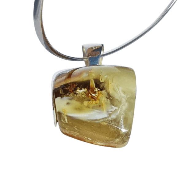 a necklace with a square shaped pendant